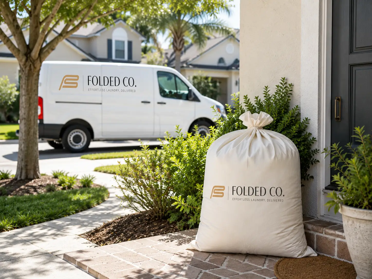 Clean Folded Household Laundry And Folded Co. Laundry Bag Ready To Be Returned In Jacksonville