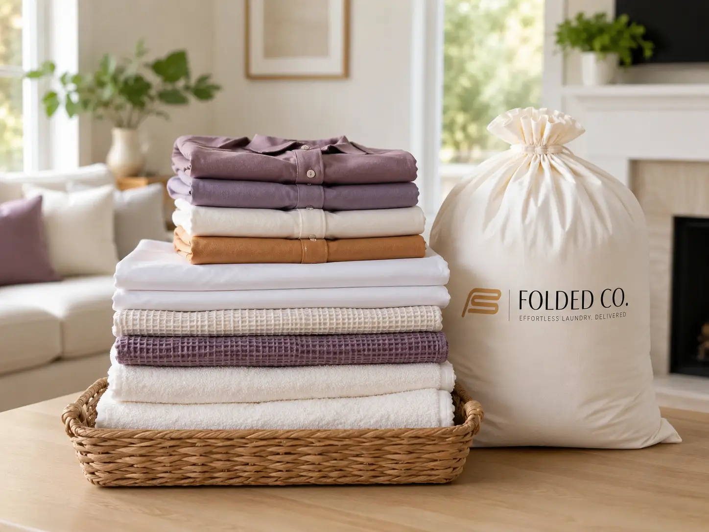 Freshly Folded Laundry Returned By Folded Co. For Jacksonville Pickup And Delivery Service